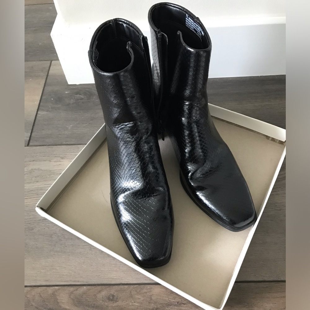 Women's Delilah Dress Boots Black Snake - A New Day™ ,size7 1/2